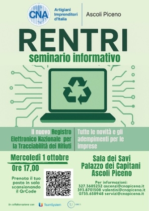 CNA - Rentri, mercoled&igrave; 1 ottobre un seminario informativo a Palazzo dei Capitani