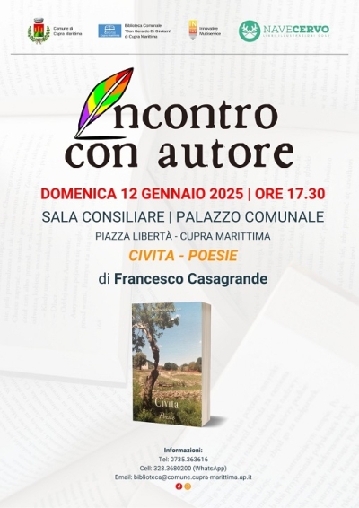 Francesco Casagrande presenta la sua ultima raccolta di poesie presso la sala consiliare del comune di Cupra Marittima