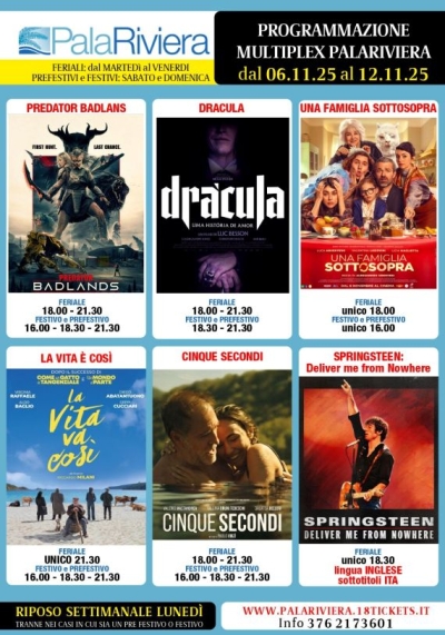 Nuova programmazione del Multiplex Palariviera dal 6 al 12 Novembre