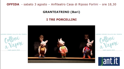 Ad Offida I TRE PORCELLINI, teatro d'attore, comicità, pupazzi animati