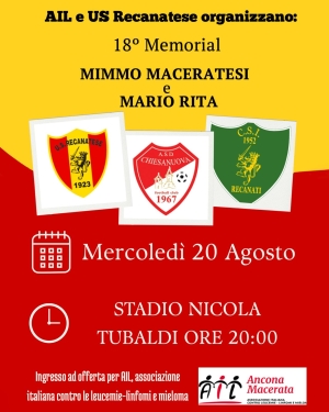 Recanatese, Chiesanuova e Csi Recanati in campo per il Memorial Maurizio Maceratesi-Mario Rita