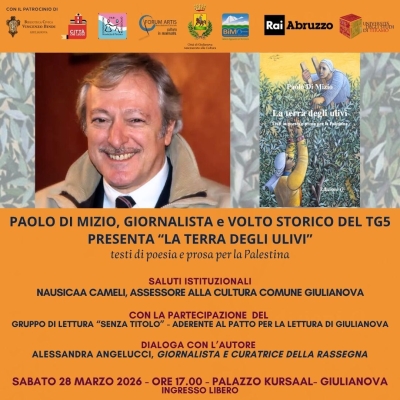 Sabato terzo appuntamento di “Parole in circolo”. Al Kursaal, il giornalista Paolo Di Mizio presenta “La terra degli ulivi”