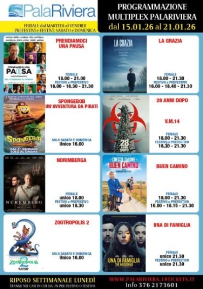 PROGRAMMAZIONE SETTIMANALE DEL MULTIPLEX PALARIVIERA DI SAN BENEDETTO DEL TRONTO