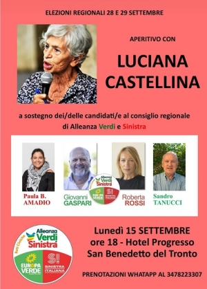 Elezioni regionali, a San Benedetto aperitivo con Luciana Castellina