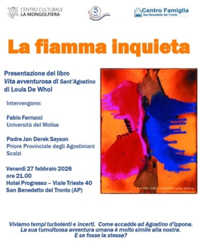 Venerdi 27 febbraio presentazione del libro Vita Avventurosa di Sant'Agostino