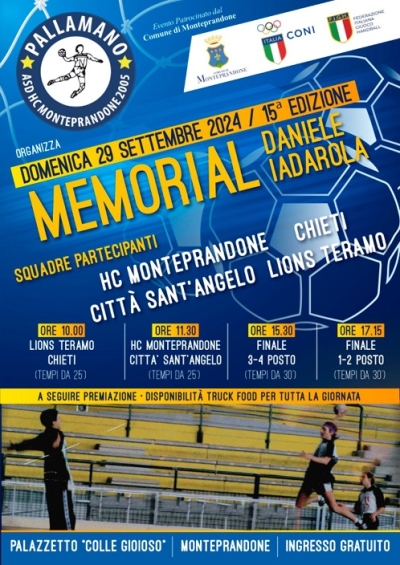 Pallamano: 15a edizione del Memorial Daniele Iadarola