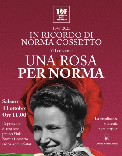 Una rosa per Norma, sabato 11 ottobre la cerimonia in ricordo di Norma Cossetto