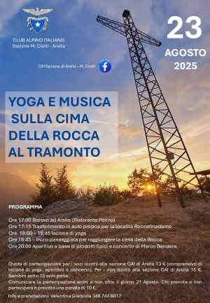 Ad Arsita, &ldquo;Yoga e musica sulla cima della Rocca al tramonto&rdquo;