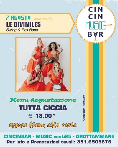 Al Cincinbar-Music venti25 giovedì 7 agosto Le Diviniles