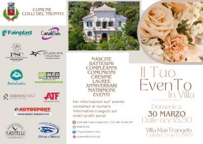 Colli del Tronto ospita “Il tuo evento in villa”: l’evento degli eventi