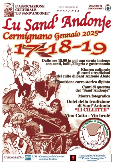 Nel weekend torna “Lu Sand’Andonje” a Cermignano, 31esima edizione della grande festa d’inverno