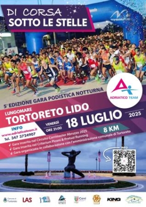 Corsa sotto le Stelle: il 18 luglio a Tortoreto Lido la magia della corsa notturna