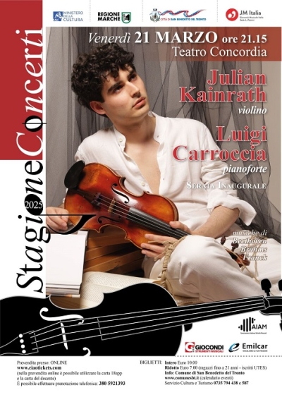 Inizia la stagione dei concerti, al Concordia c’è il violinista Julian Kainrath