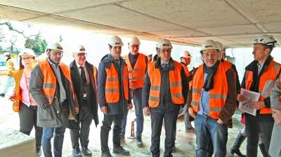 VISITA DEL PRESIDENTE ACQUAROLI E DELL’ASSESSORE BALDELLI AL CANTIERE DEL NUOVO OSPEDALE DI FERMO