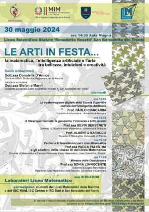 Liceo Scientifico Statale &ldquo;B. Rosetti&rdquo;, appuntamento con "Le Arti in festa&hellip;La matematica, l'intelligenza artificiale e l'arte, tra bellezza, intuizione e creativit&agrave;&rdquo;