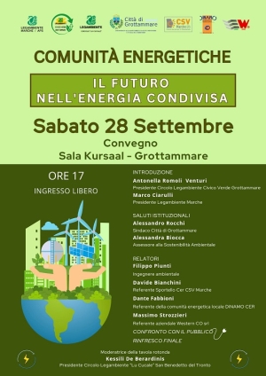 Sabato 28 settembre convegno sulle Comunit&agrave; Energetiche