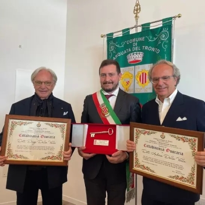 Arquata del Tronto: cittadinanza onoraria ai fratelli Della Valle, Castelli: “Un esempio per il Paese: nelle aree interne è possibile fare impresa di successo