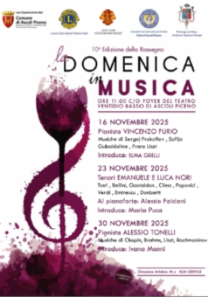 10^ edizione della rassegna di giovani concertisti &ldquo;DOMENICA IN MUSICA&rdquo;