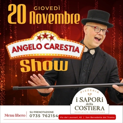 Una serata da ridere a crepapelle giovedì 20 novembre da I Sapori della Costiera a San Benedetto con Angelo Carestia