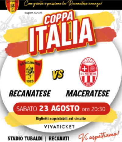 Sabato 23 agosto 2025 incontro di Coppa Italia Recanatese vs Maceratese