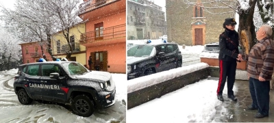 Carabinieri delle stazioni di montagna appartenenti alla Compagnia di Teramo in azione durante le fasi di maltempo
