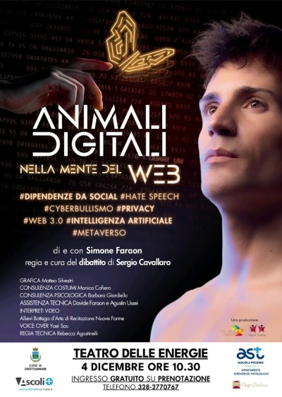 Dipartimento dipendenze patologiche Ast Ascoli: nei teatri di Ascoli e Grottammare uno spettacolo per sensibilizzare su cyberbullismo e dipendenza da social