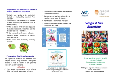 Come scegliere spuntini salutari da far consumare ai bambini: i consigli del Sian dell'Ast di Ascoli