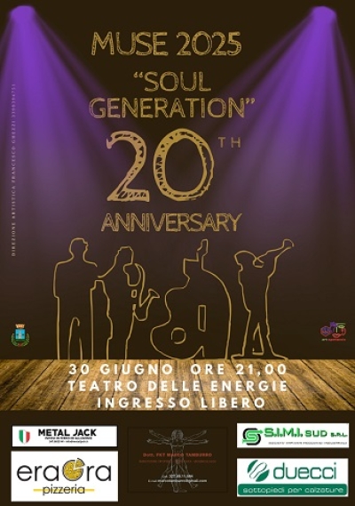 Evento Soul Generation lunedì 30 giugno presso il Teatro delle Energie