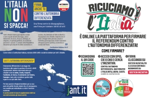 Il 3 e 4 agosto raccolta firme contro l'Autonomia Differenziata a San Benedetto del Tronto