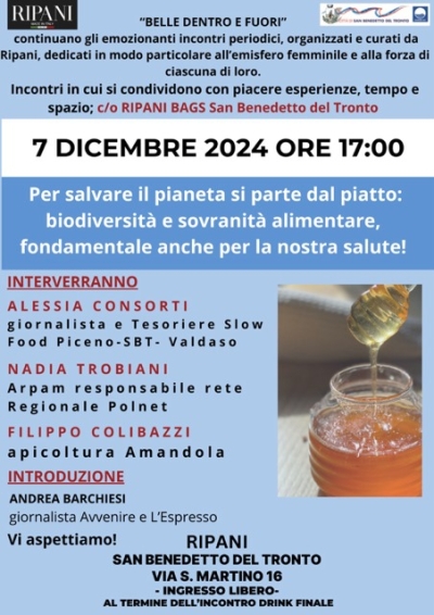 Alla Ripani Bags sabato 7 dicembre si parlerà di biodiversità e sovranità alimentare