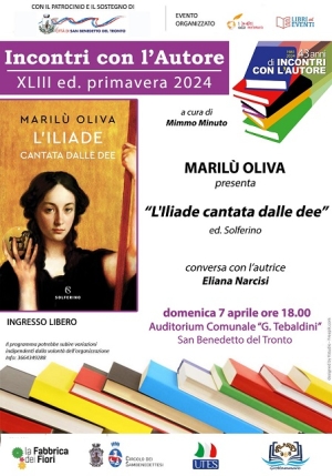 Maril&ugrave; Oliva presenta il libro &ldquo;L&rsquo;ILIADE CANTATA DALLE DEE&rdquo; domenica 7 aprile
