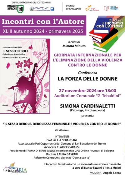 Simona Cardinaletti presenta il suo libro “Il sesso debole mercoledì 27 novembre