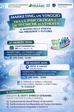 Confocommercio, al via il corso "Un viaggio tra la psicologia e le tecniche di vendita"