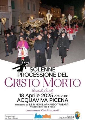 Acquaviva Picena: solenne processione del Cristo Morto venerd&igrave; 18 aprile alle ore 21,00