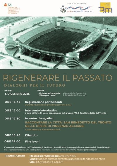 Il FAI racconta San Benedetto nelle opere dell’architetto Vincenzo Acciarri