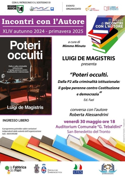 Luigi De Magistris presenta il libro “Poteri Occulti” presso l’Auditorium Comunale