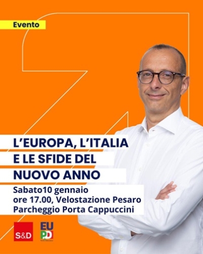 Ricci, “L’Europa, l’Italia e le sfide del nuovo anno”: l’evento il 10 gennaio alle 17 alla Velostazione di Pesaro