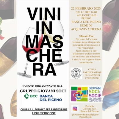 Vini in Maschera, al via la “sfida” organizzata dai Giovani Soci di Banca del Piceno