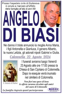 Lutto per la scomparsa di Angelo Di Biasi