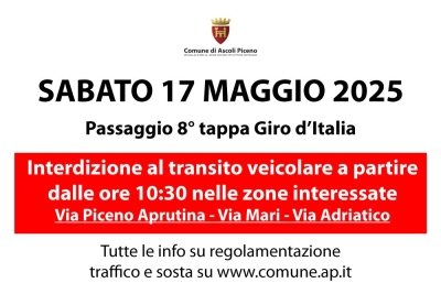 Passaggio del Giro d'Italia in città, la Carovana del Giro distribuirà gadget in viale De Gasperi alle ore 11:30 circa