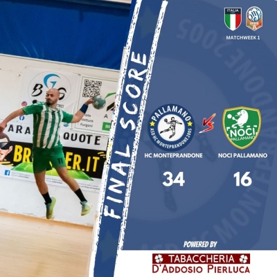 Pallamano: H.C.Monteprandone 34-16 Noci