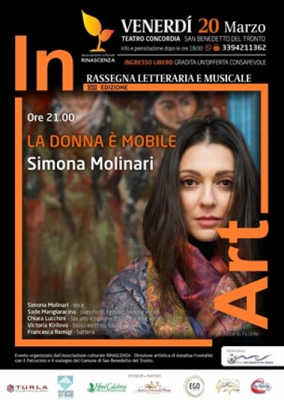 In Art, venerdì 20 marzo in scena Simona Molinari con lo spettacolo “La donna è mobile”