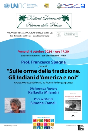 Festival Letterario Riviera delle Palme: 4 ottobre dedicato ai Nativi Americani con l&rsquo;antropologo Francesco Spagna