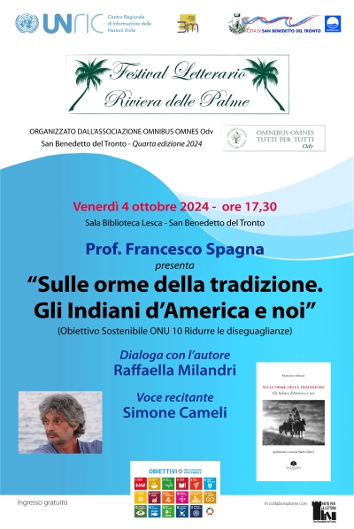 Festival Letterario Riviera delle Palme: 4 ottobre dedicato ai Nativi Americani con l’antropologo Francesco Spagna