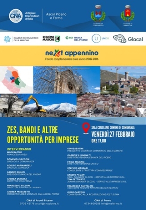 CNA - Zes, bandi e opportunit&agrave; per le imprese, venerd&igrave; 27 febbraio un incontro a Comunanza