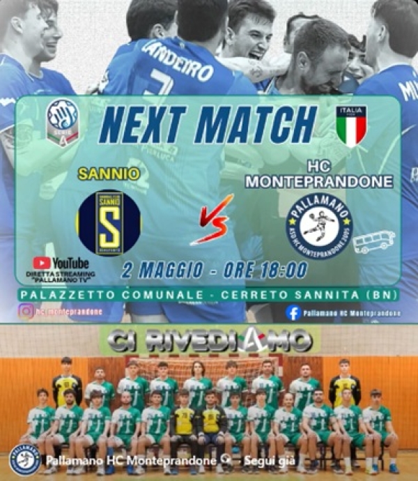 Pallamano serie A Silver: Sannio vs HC Monteprandone