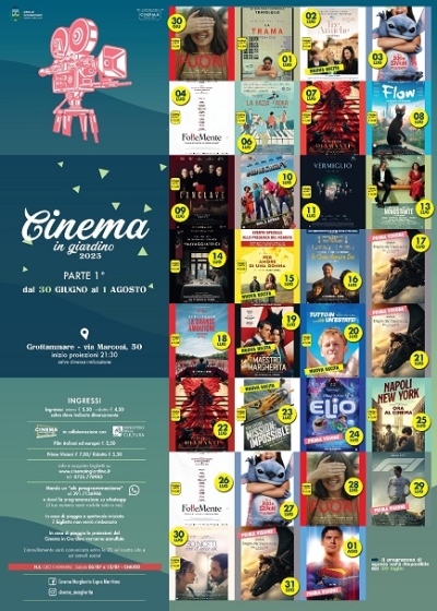 Cinema all'aperto a Grottammare, il 30 giugno inaugurazione di Cinema in Giardino 2025