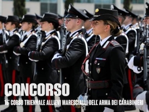 CARABINIERI: AL VIA IL 16&deg; CONCORSO PER IL RECLUTAMENTO DI 898 ALLIEVI MARESCIALLI