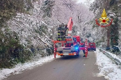 Allerta neve nelle Marche, in totale 320 interventi dei Vigili del Fuoco