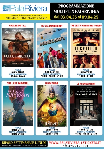 Programmazione Multiplex Palariviera dal 3 al 9 aprile 2025